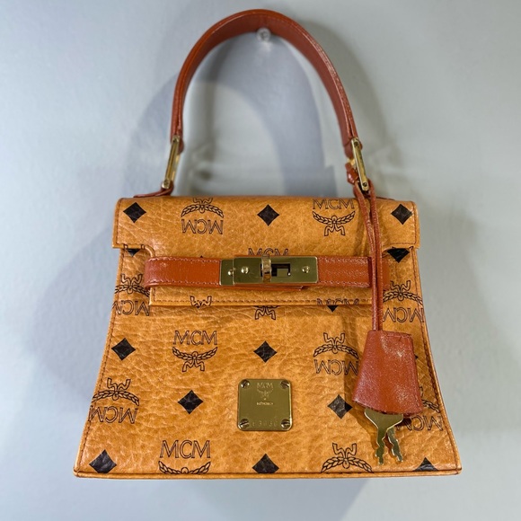 MCM Handbags - MCM mini Cognac Visetos Top Handle Bag